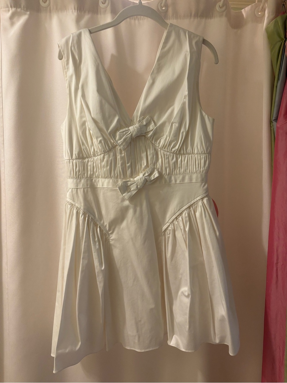 Self-Portrait White Sleeveless Tie-Front Mini Dress - Picture 2 of 5